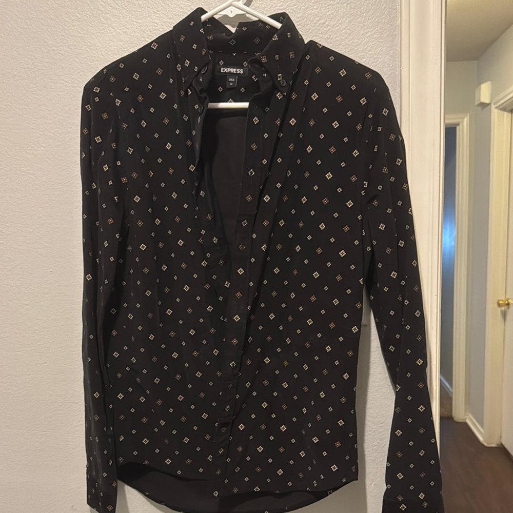 Express Black Button-Up Shirt XS